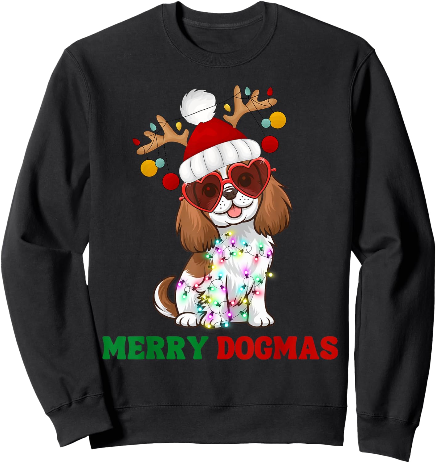 Merry Dogmas Cavalier King Charles Spaniel Dog Christmas Sweatshirt - Sweatshirt | Black