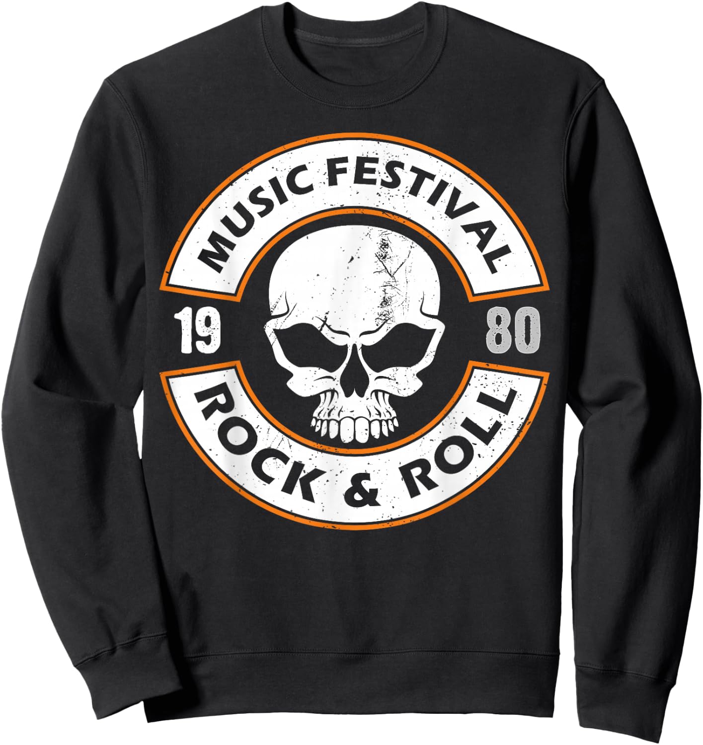 Faded 1980s Rock Roll design For Eighties Rockers Band gift Sweatshirt - Sweatshirt | Black