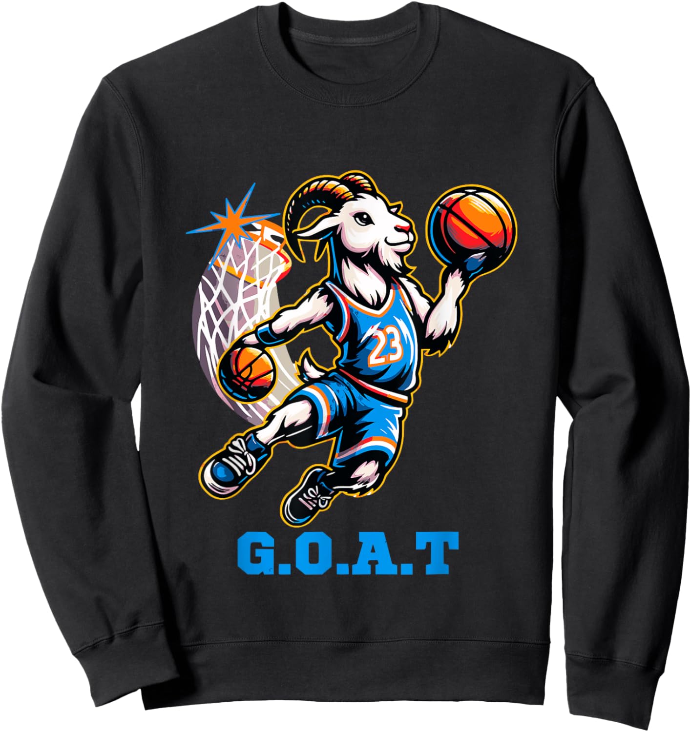 G.O.A.T Goat Basketball Player Playing Basketball Funny Sweatshirt - Sweatshirt | Black
