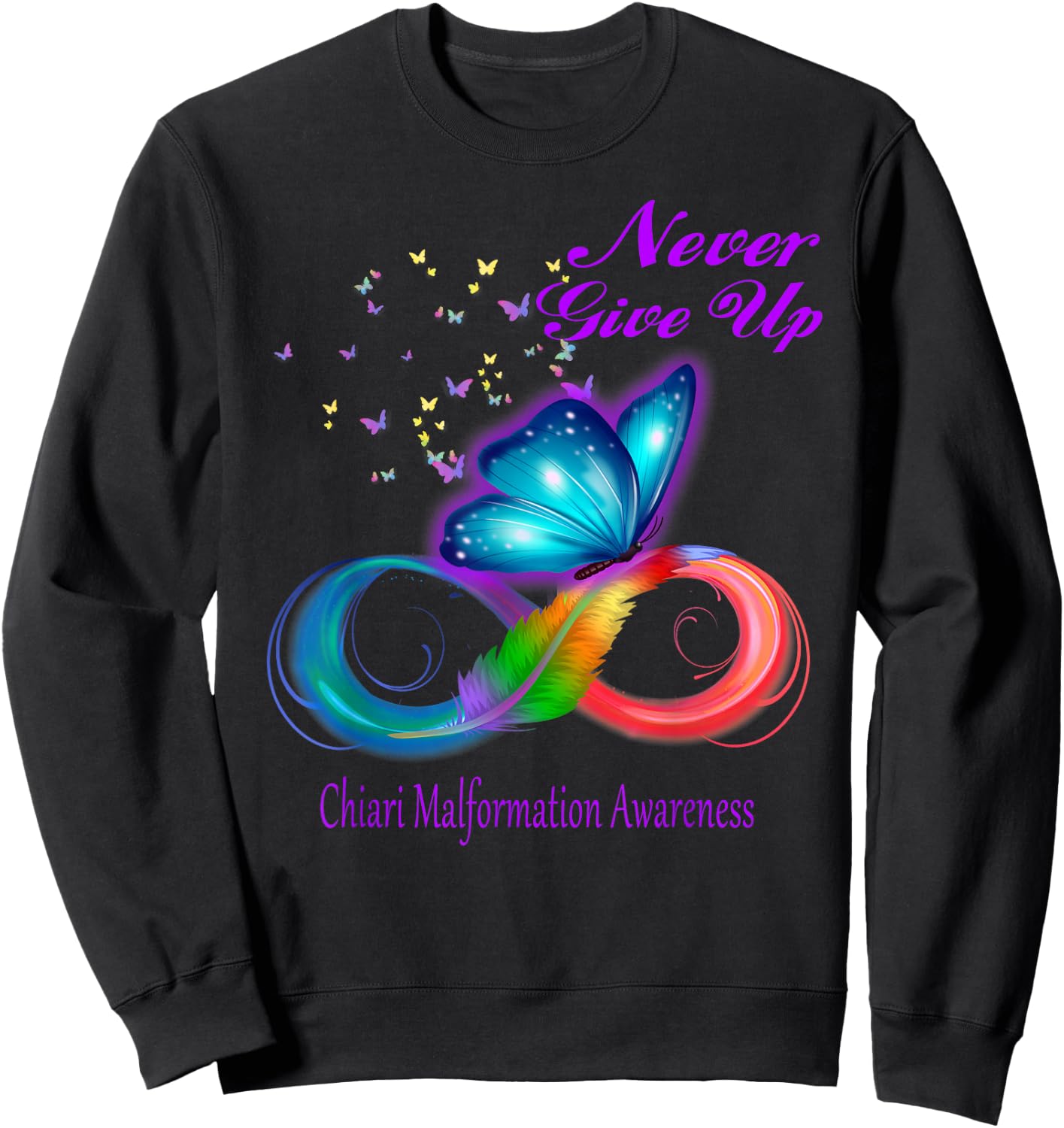 Butterfly Chiari Malformation Awareness Sweatshirt - Sweatshirt | Black