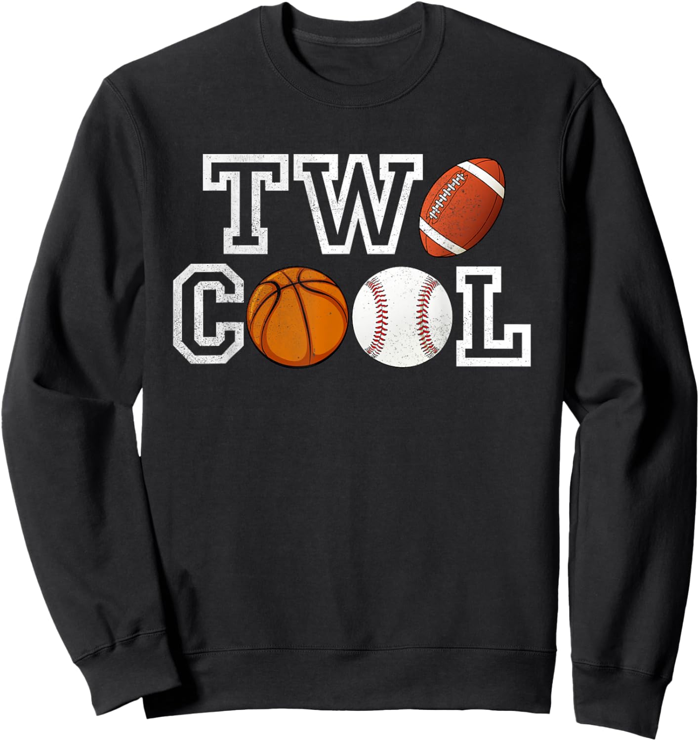 Two Cool Shirt For Toddler Birthday Boy Football Basketball Sweatshirt - Sweatshirt | Black