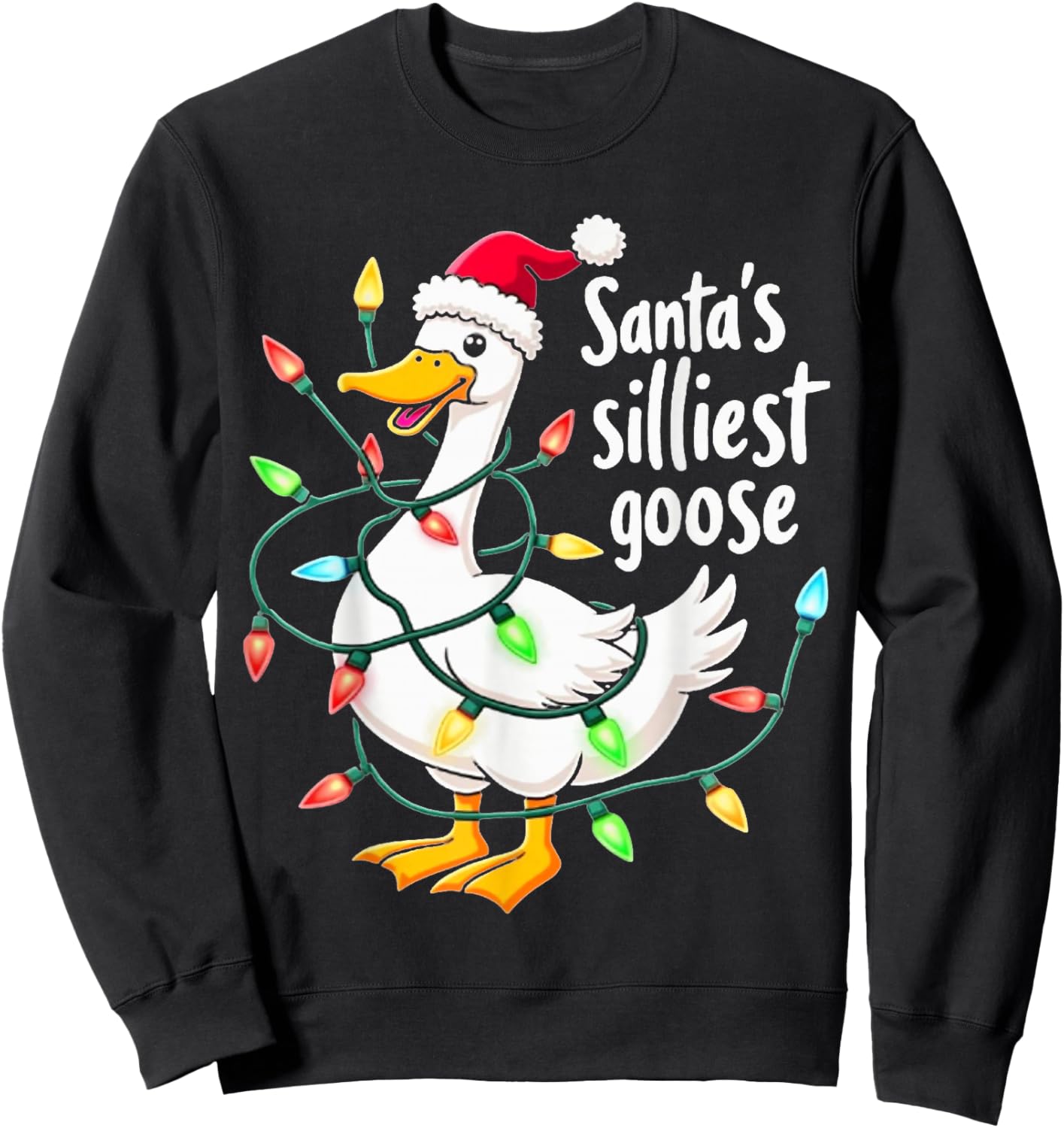 Santa's Silliest Goose Funny Christmas Sweatshirt - Sweatshirt | Black