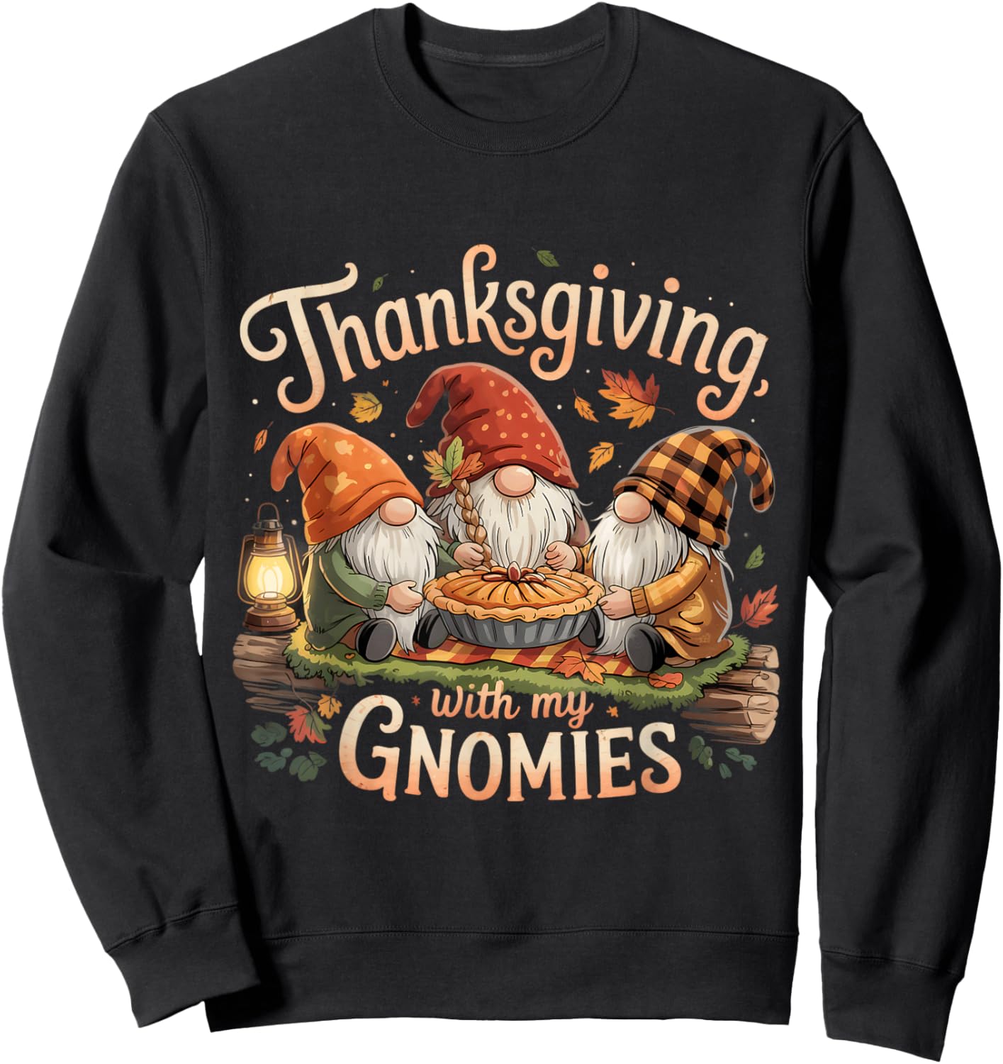 Thanksgiving with My Gnomies Fall Autumn Gnome Family Sweatshirt - Sweatshirt | Black