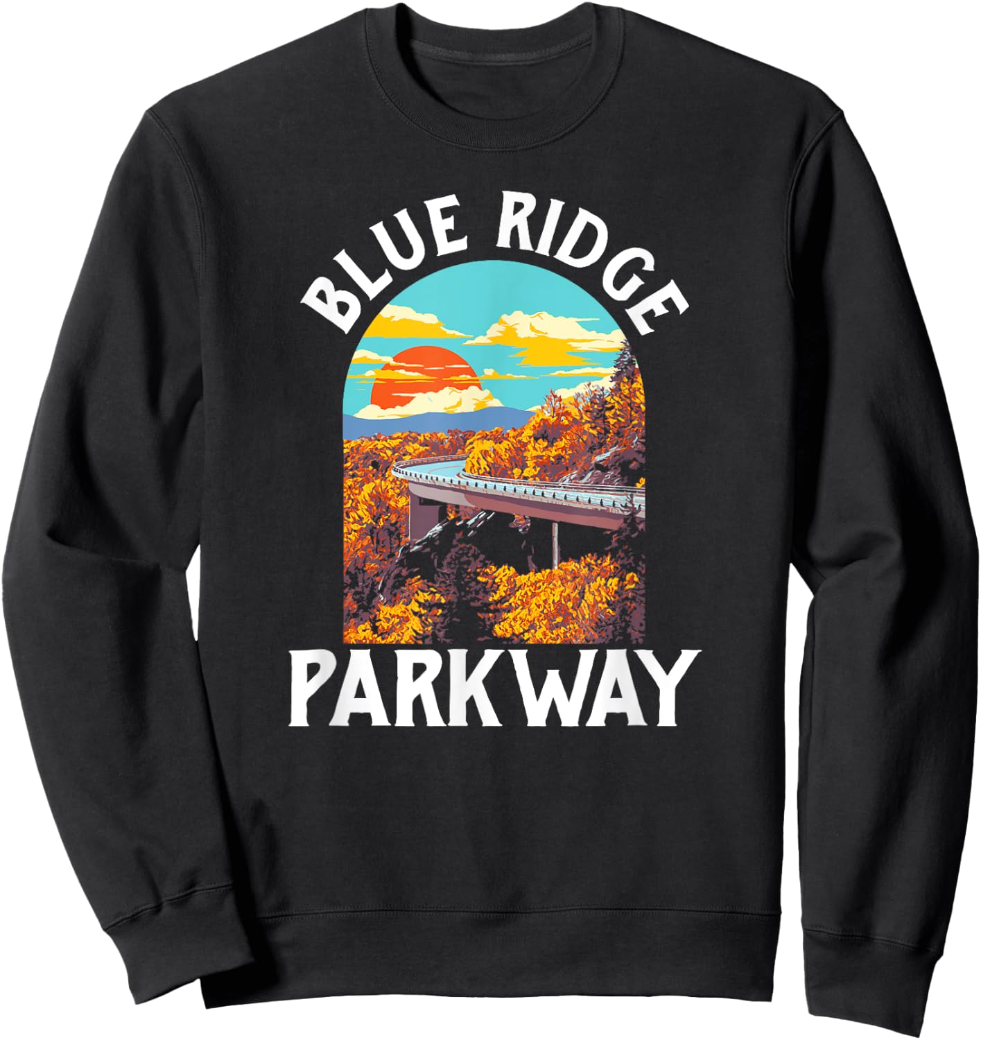 Blue Ridge Parkway Vintage Poster Style Retro 80s Graphic Sweatshirt - Sweatshirt | Black