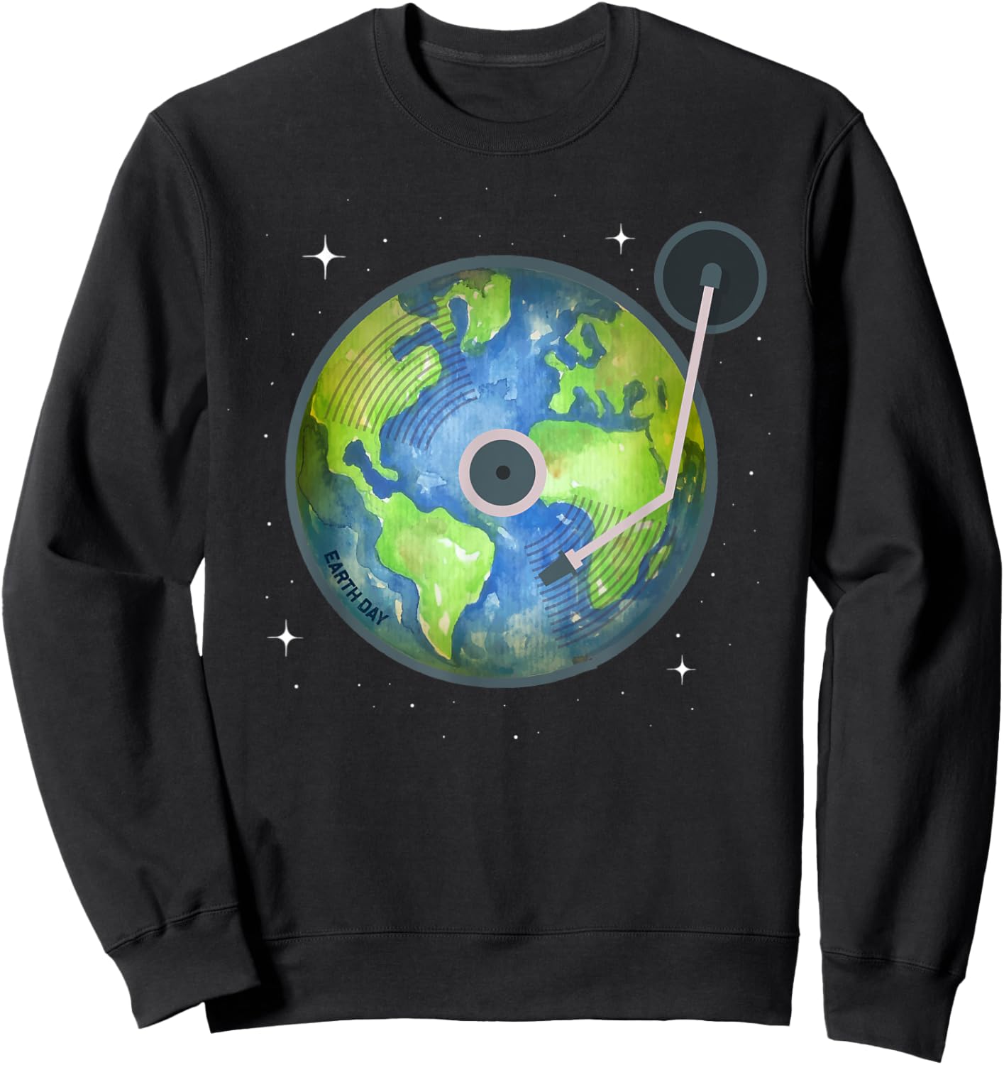 Earth Day 2023 vinyl record planet Art Save the Planet Sweatshirt - Sweatshirt | Black