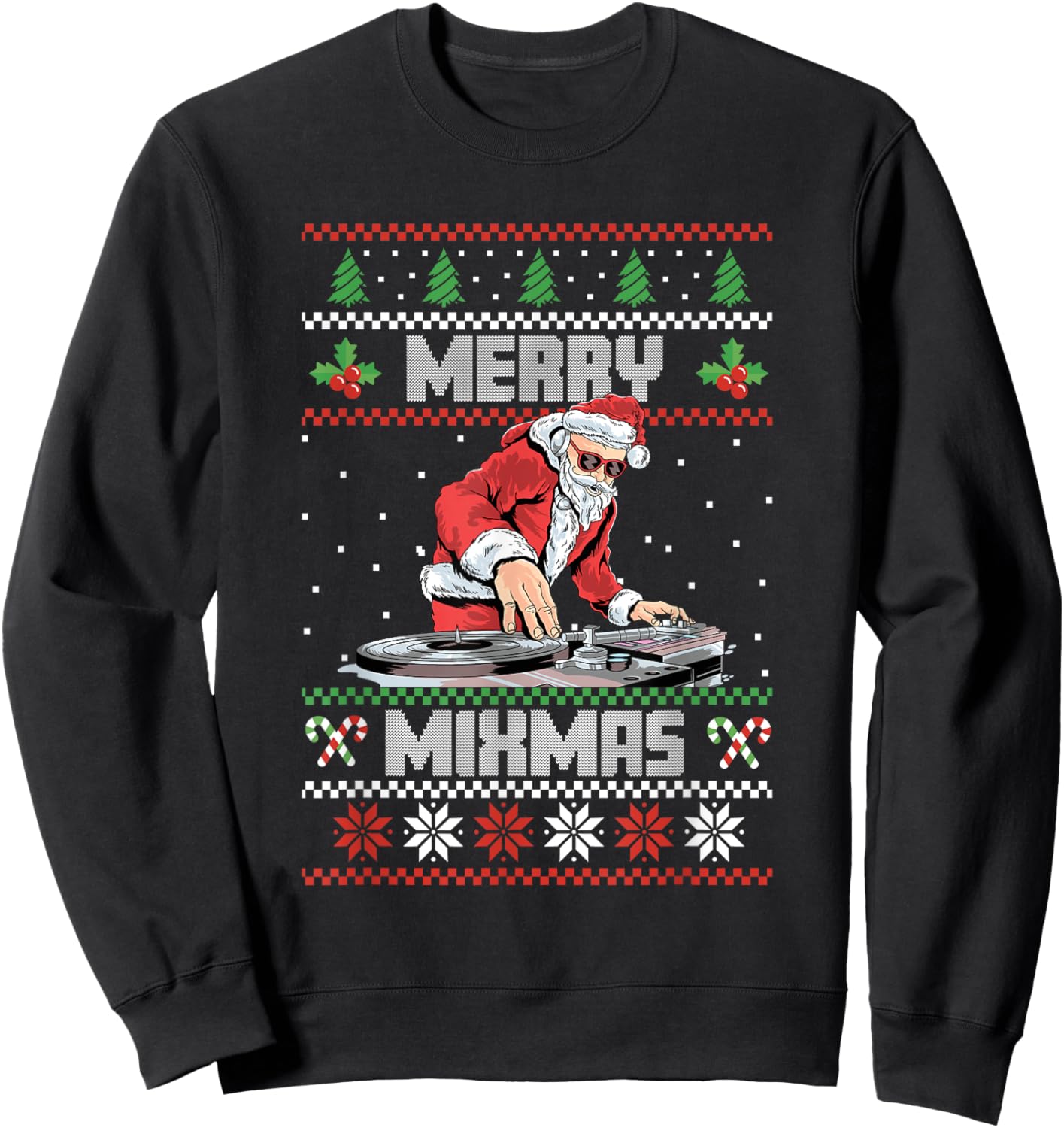 Merry Mixmas Hip Hop Music Disc Jockey DJ Santa Claus Sweatshirt - Sweatshirt | Black