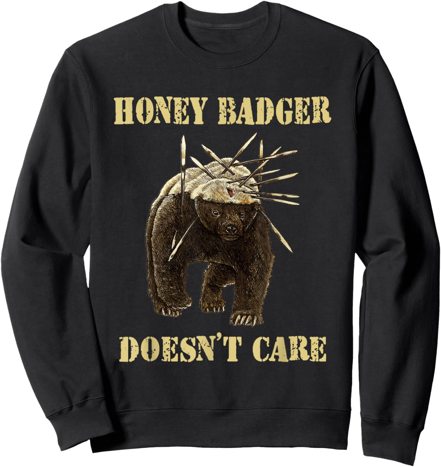 Honey Badger Adorable Animal Honey Badger Doesn't Care Sweatshirt - Sweatshirt | Black