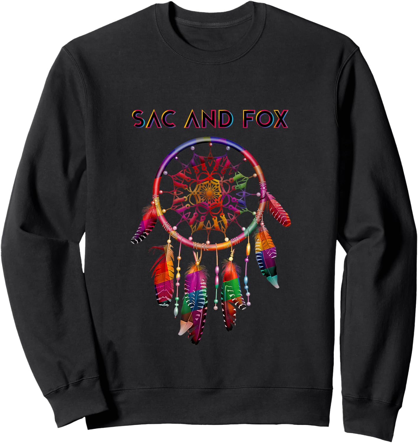 Sac and Fox Native American Indian Colorful Dreamcatcher Sweatshirt - Sweatshirt | Black