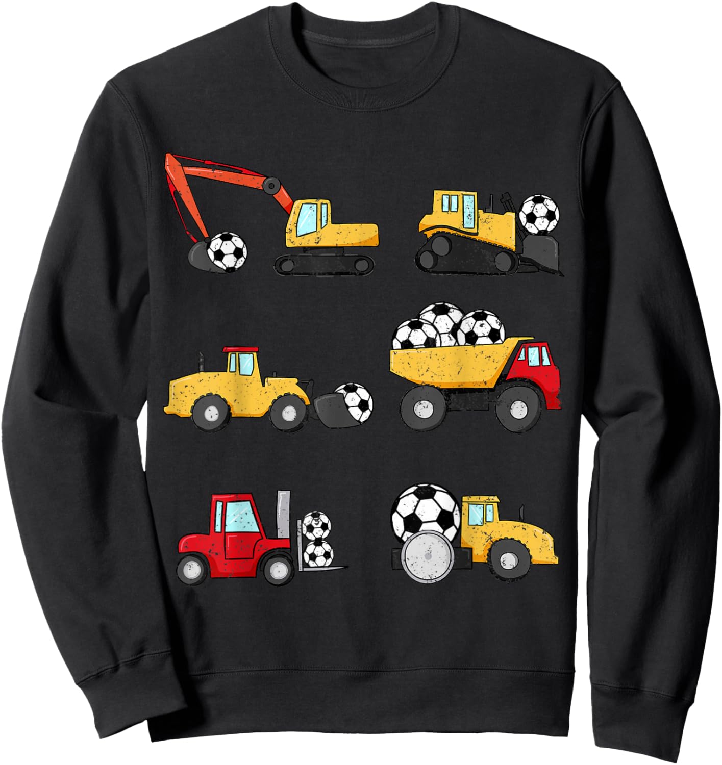 Soccer Ball Soccer Construction Trucks Toddler Boys Kids Sweatshirt - Sweatshirt | Black