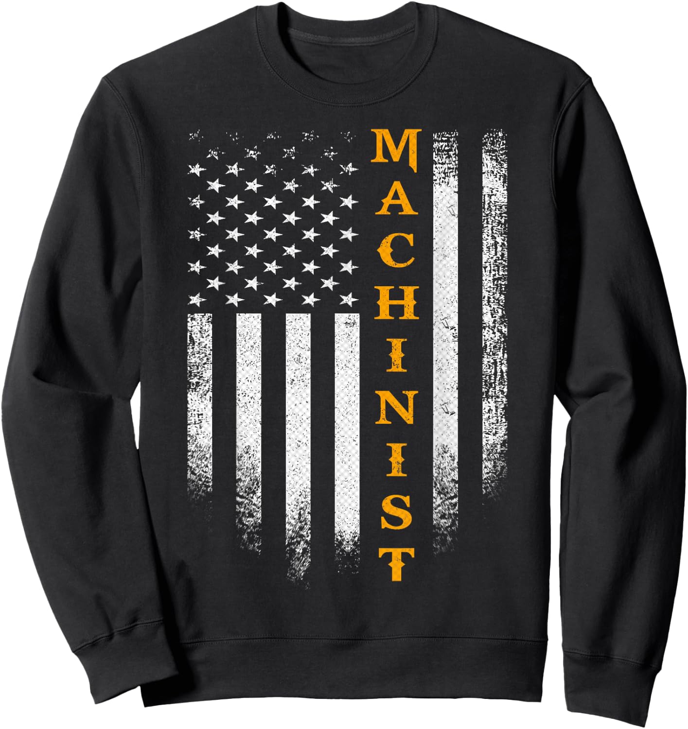 Vintage USA Machinist Engineer American Flag Machinist Funny Sweatshirt - Sweatshirt | Black
