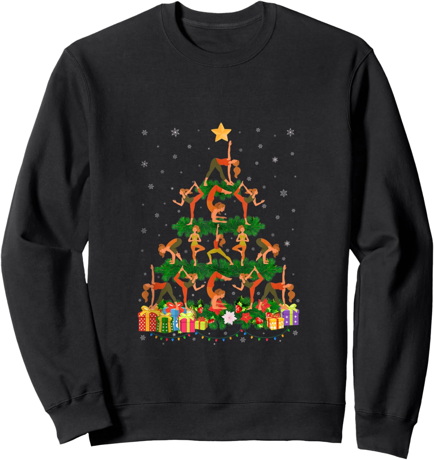 Funny Xmas Outfit for Yoga Lovers Ugly Christmas Sweater Sweatshirt - Sweatshirt | Black