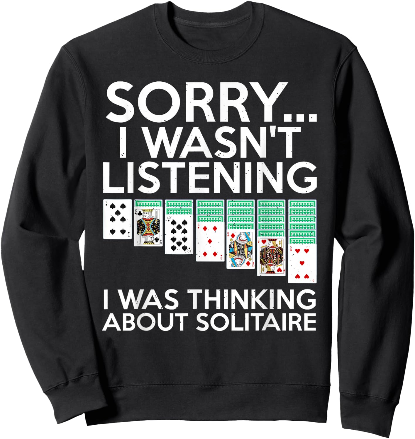 Best Solitaire Gifts Solitaire Art Women Kids Black Cotton Blend Small Short Sleeve Sweatshirt - Sweatshirt | Black