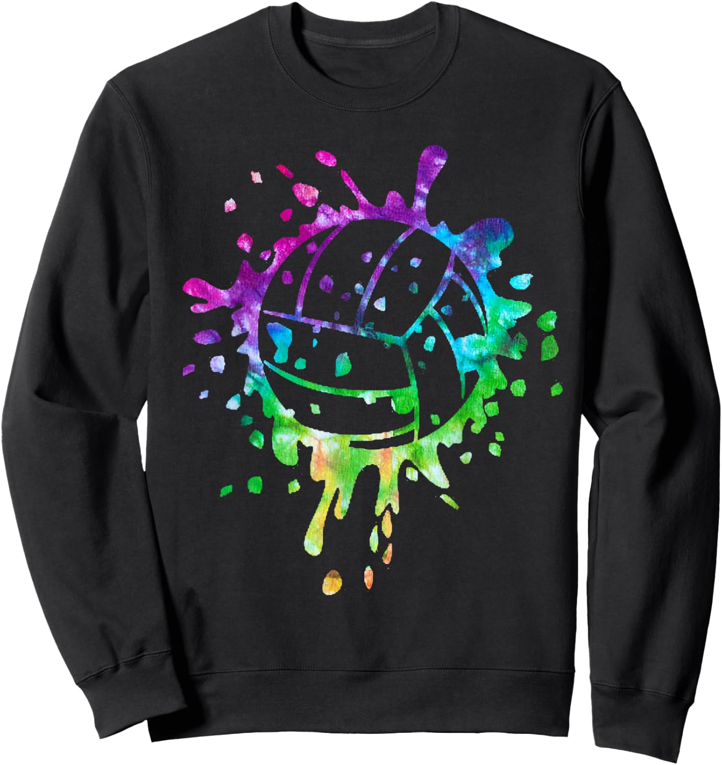 Volleyball Tie Dye Girls Distressed Ball Sweatshirt - Sweatshirt | Black