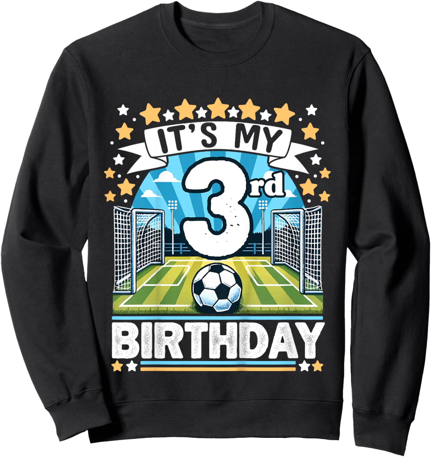 Kids It's My 3rd Birthday Soccer Football 3 Years Old Boy Player Sweatshirt - Sweatshirt | Black