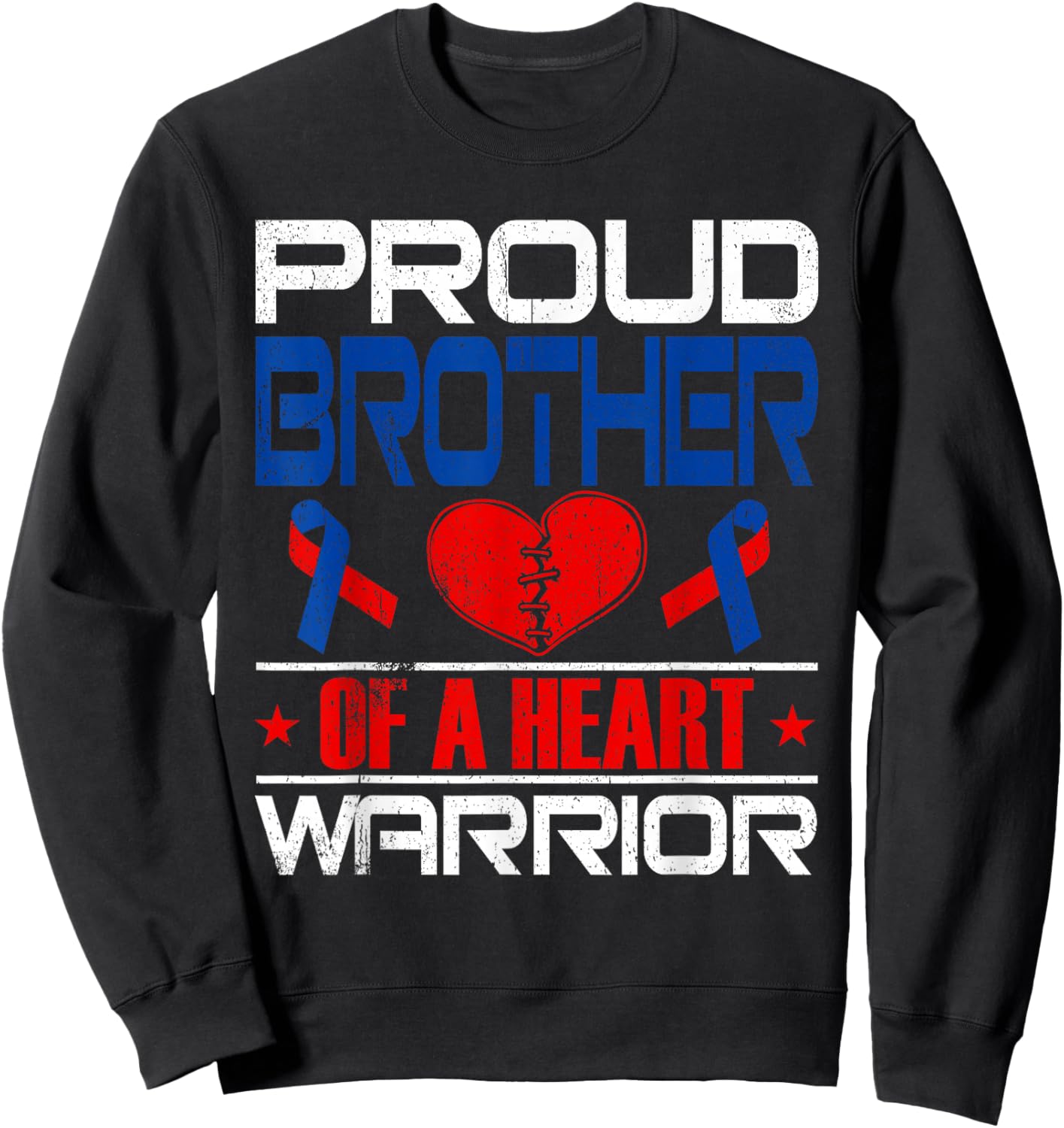Brother Of A Heart Warrior Congenital Heart Defect Awareness Sweatshirt - Sweatshirt | Black