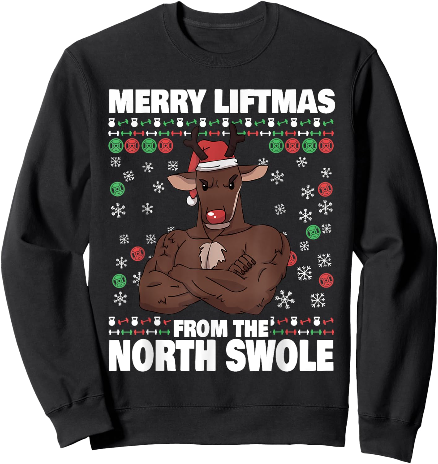 Ugly Christmas Brodolf Merry Liftmas From North Swole Gym Sweatshirt - Sweatshirt | Black