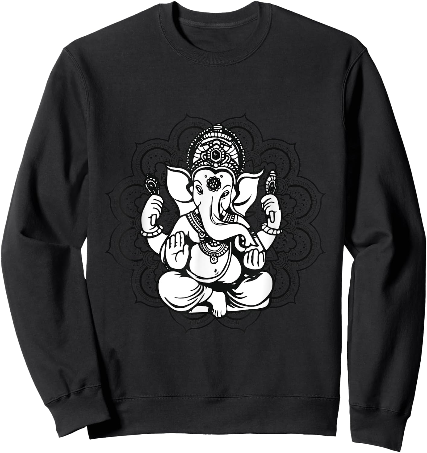 Yoga Mandala Elephant Ganesha Tribal Ornaments Chakra Hindu Sweatshirt - Sweatshirt | Black