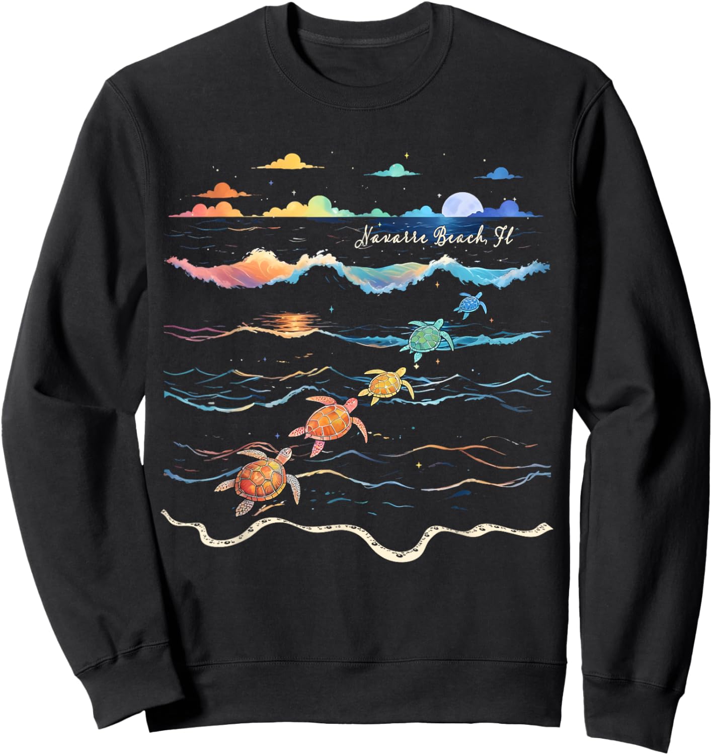 Navarre Beach Florida Sea Turtle Lover Beach Vacation Women Kids Sweatshirt - Sweatshirt | Black