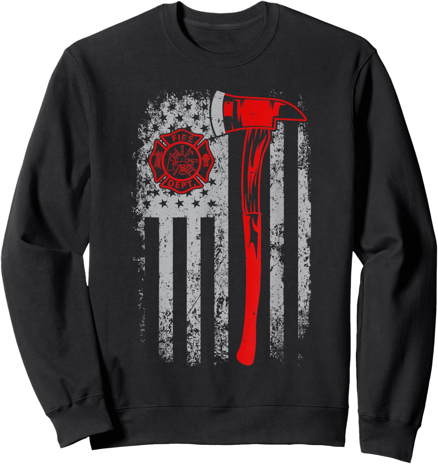 American Flag Firefighter For Fireman Patriotic Fire Fighter Sweatshirt - Sweatshirt | Black