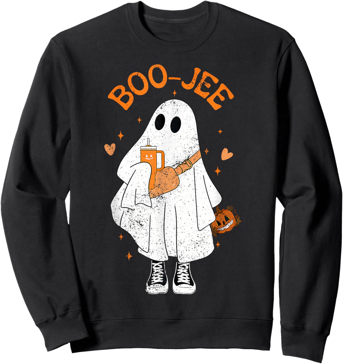 Spooky Season Cute Ghost Halloween Boujee Boo Jee Sweatshirt - Sweatshirt | Black