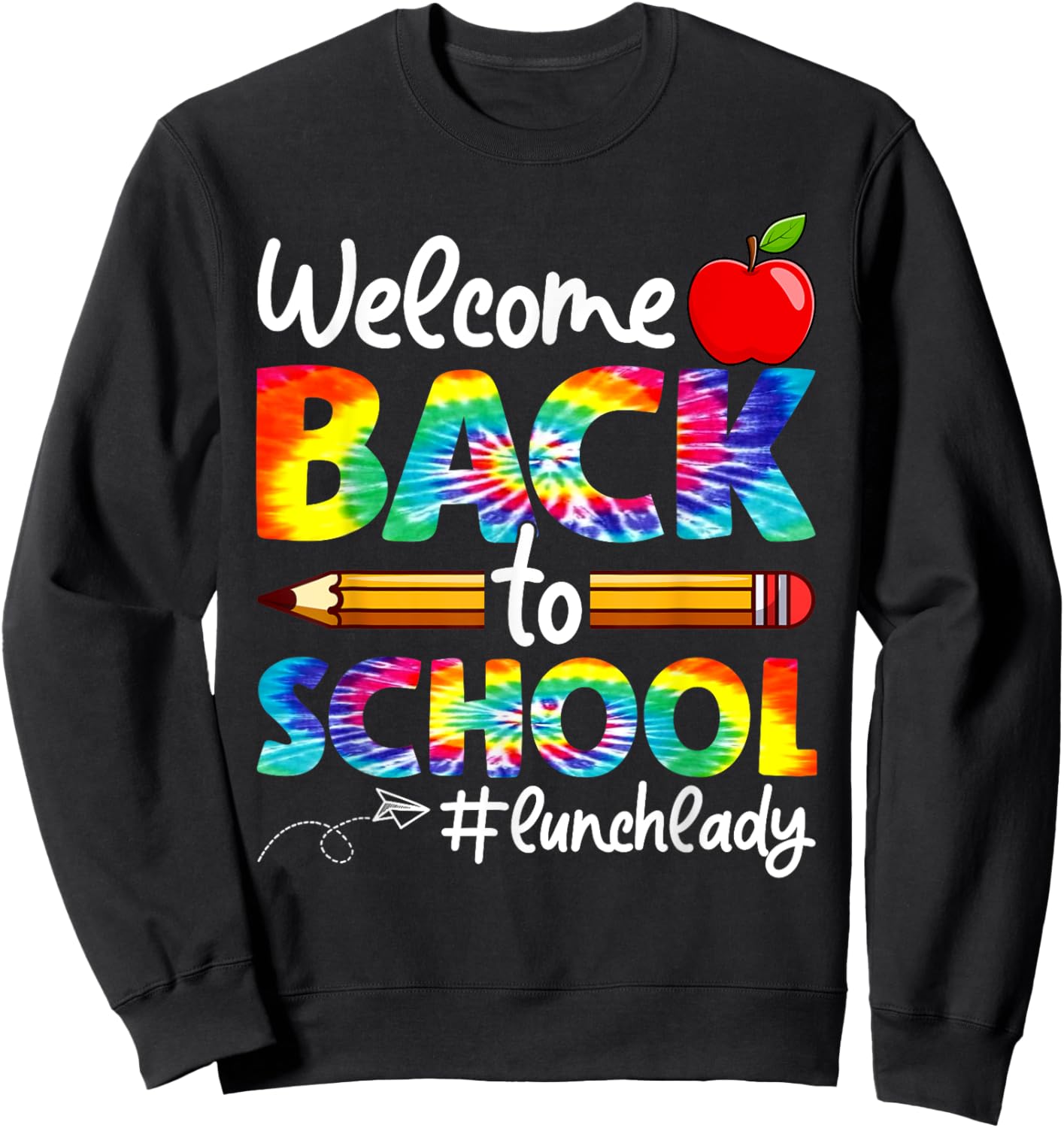 Welcome Back To School Lunch Lady Cafeteria Tie Dye Leopard Sweatshirt - Sweatshirt | Black