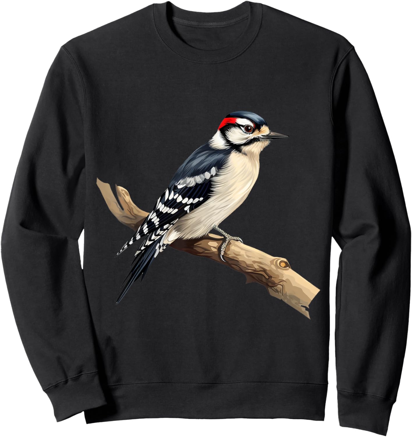 I Like Birds Apparel Downy Woodpecker Bird Lover - -Adults, Kids - Black - Short Sleeve - Classic Fit - Medium - US Size 6 Sweatshirt - Sweatshirt | Black