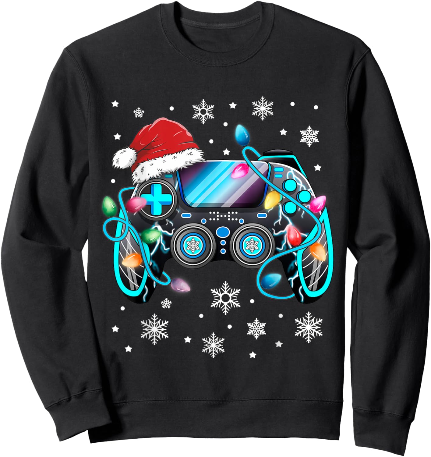 Video Game Controller Christmas Santa Hat Gamer Boys Sweatshirt - Sweatshirt | Black