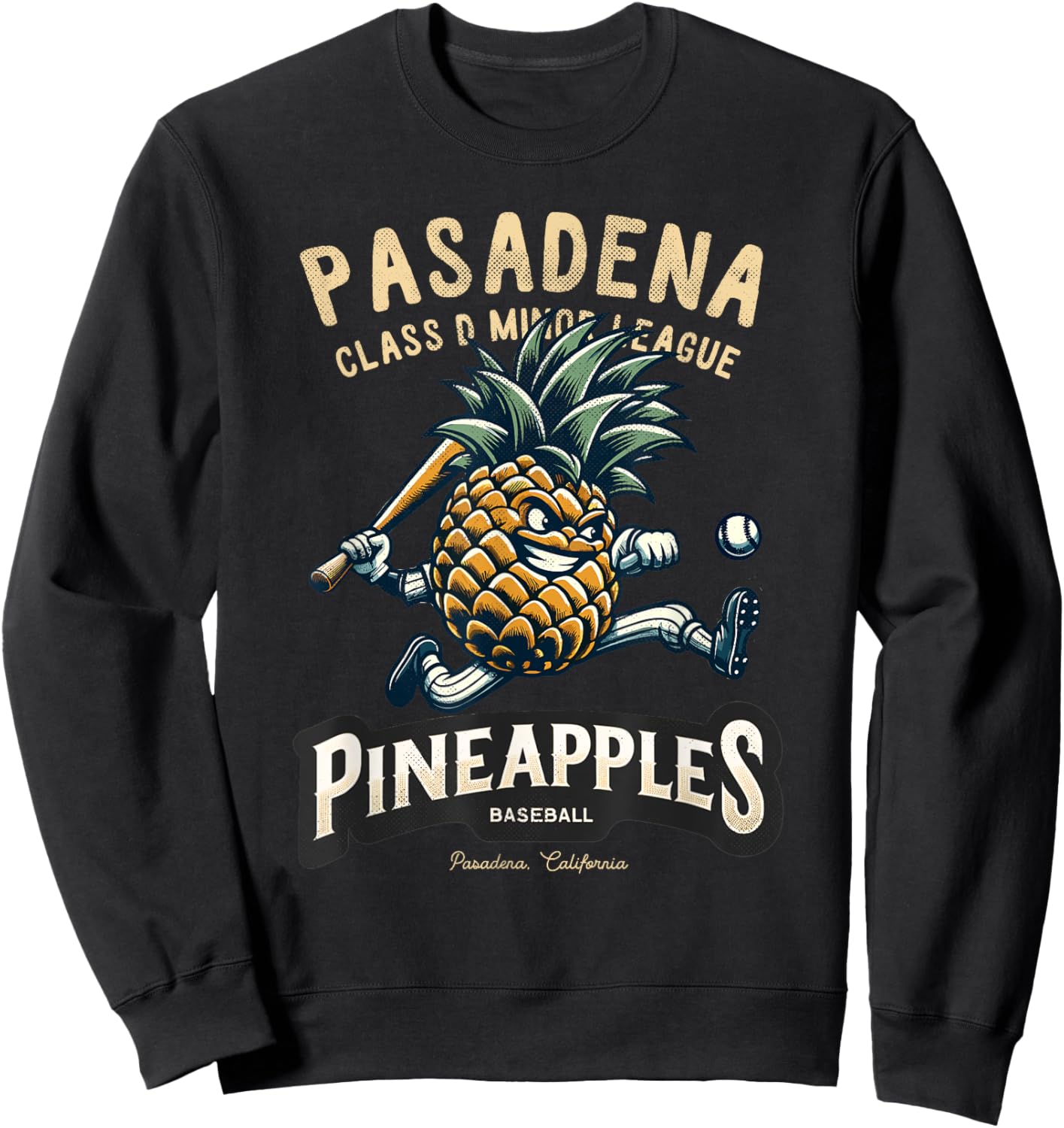 Pasadena Pineapples Retro Minor League Baseball Sweatshirt - Sweatshirt | Black