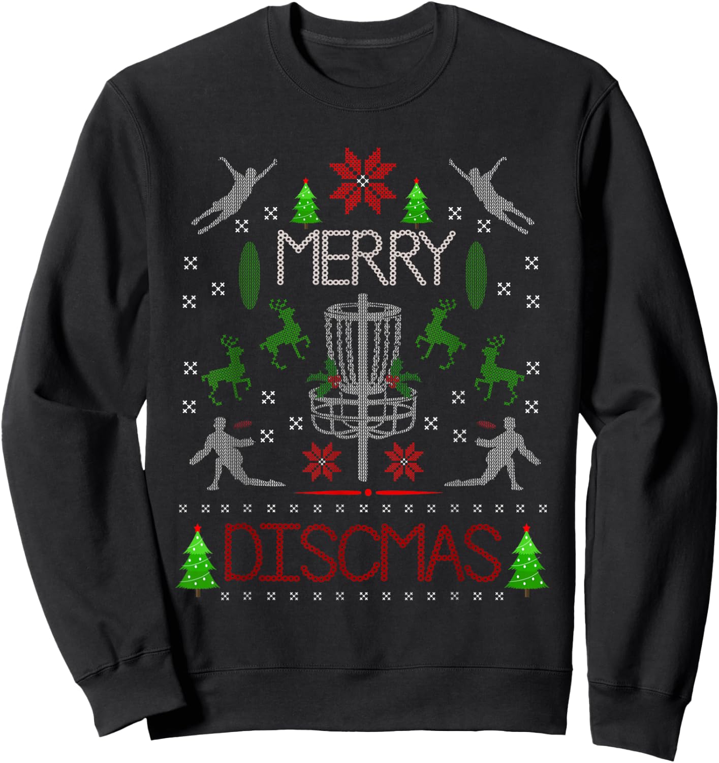 Vintage Disc Golf Ugly Christmas Merry Discmas Party Sweatshirt - Sweatshirt | Black