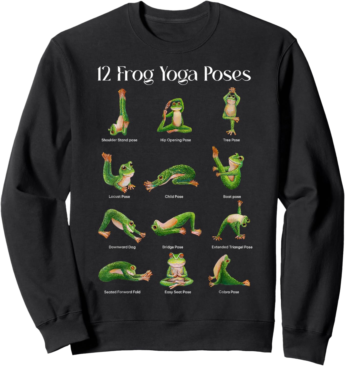 Yoga Frog Namaste Meditation Yoga Pose Frog Love Sweatshirt - Sweatshirt | Black