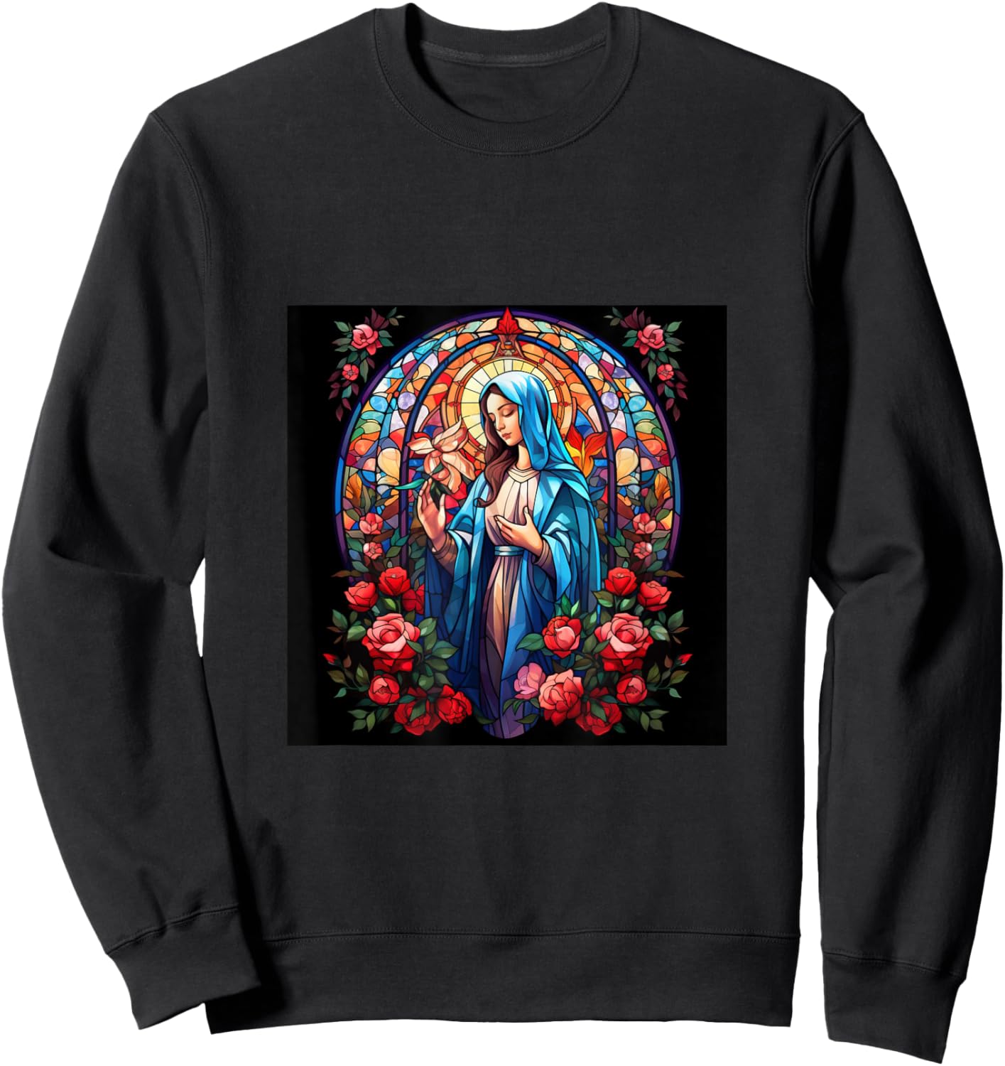 Blessed Virgin Mary Jesus Christian Sweatshirt - Sweatshirt | Black