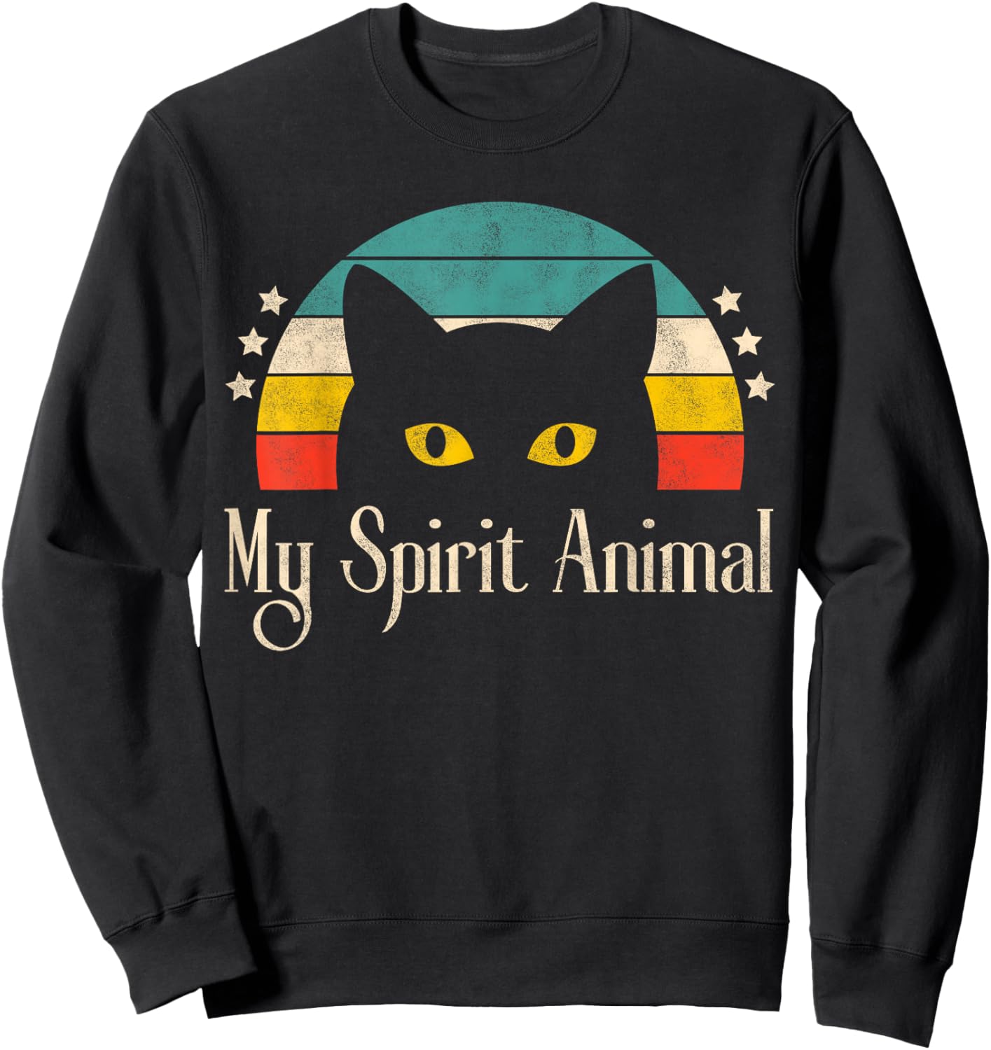 Retro Cute Cat Funny Graphic For Cat Lovers Cat Owner Sweatshirt - Sweatshirt | Black