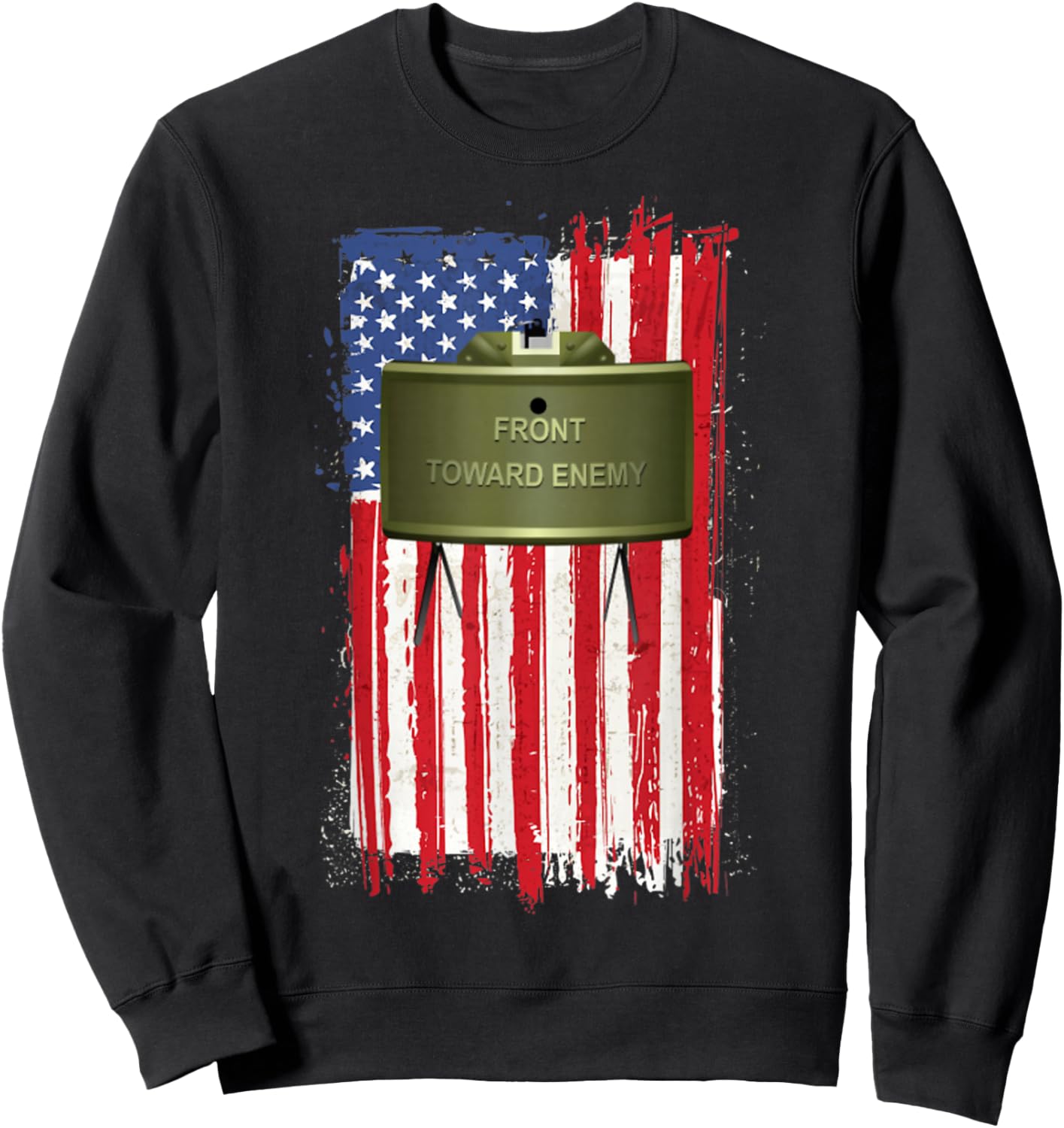 Claymore Mine American Flag Sweatshirt - Sweatshirt | Black