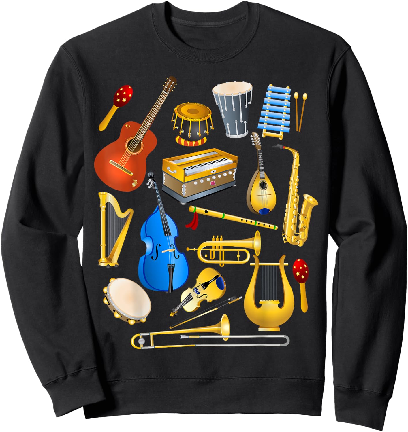 Cute Little Boys Musical Instruments Fans Funny Gift Sweatshirt - Sweatshirt | Black