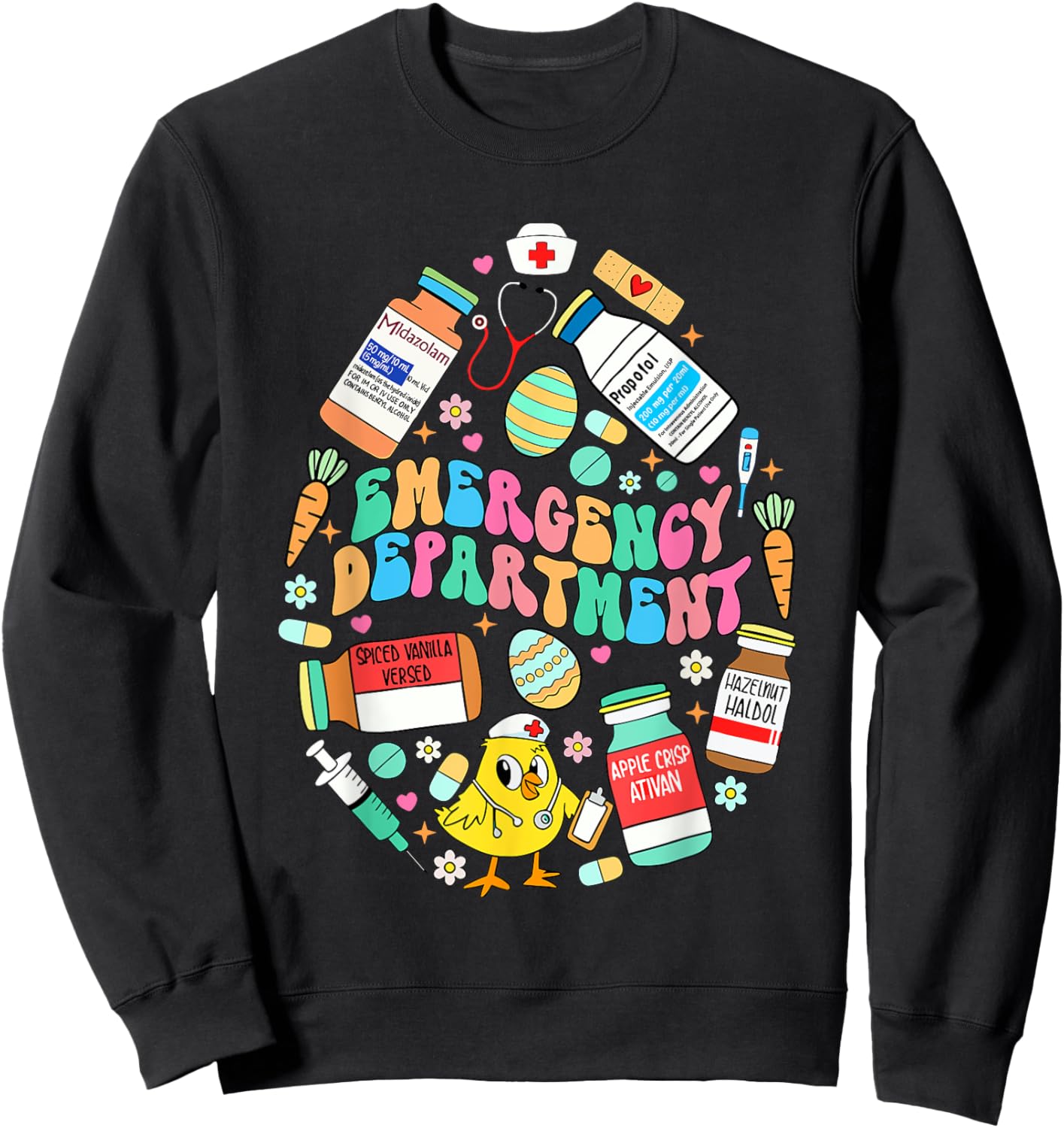Easter Eggs Emergency Department Er Ed Nurse Critical Care Sweatshirt - Sweatshirt | Black