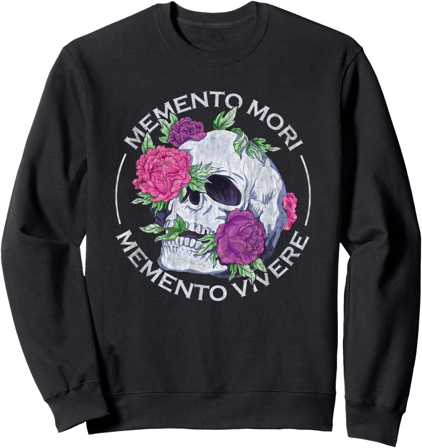 Memento Mori Memento Vivere Latin Stoic Saying Sweatshirt - Sweatshirt | Black