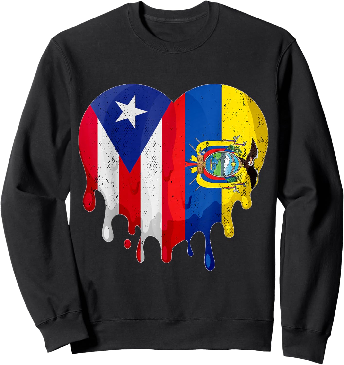 Puerto Rico Ecuador Flag Heart Citizen Grown Patriot Country Sweatshirt - Sweatshirt | Black
