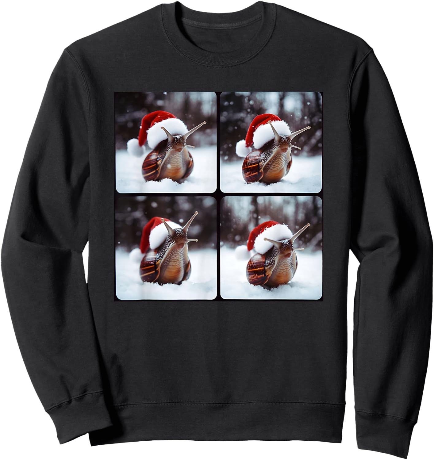 Funny Gastropod Christmas Snail Santa Sweatshirt - Sweatshirt | Black