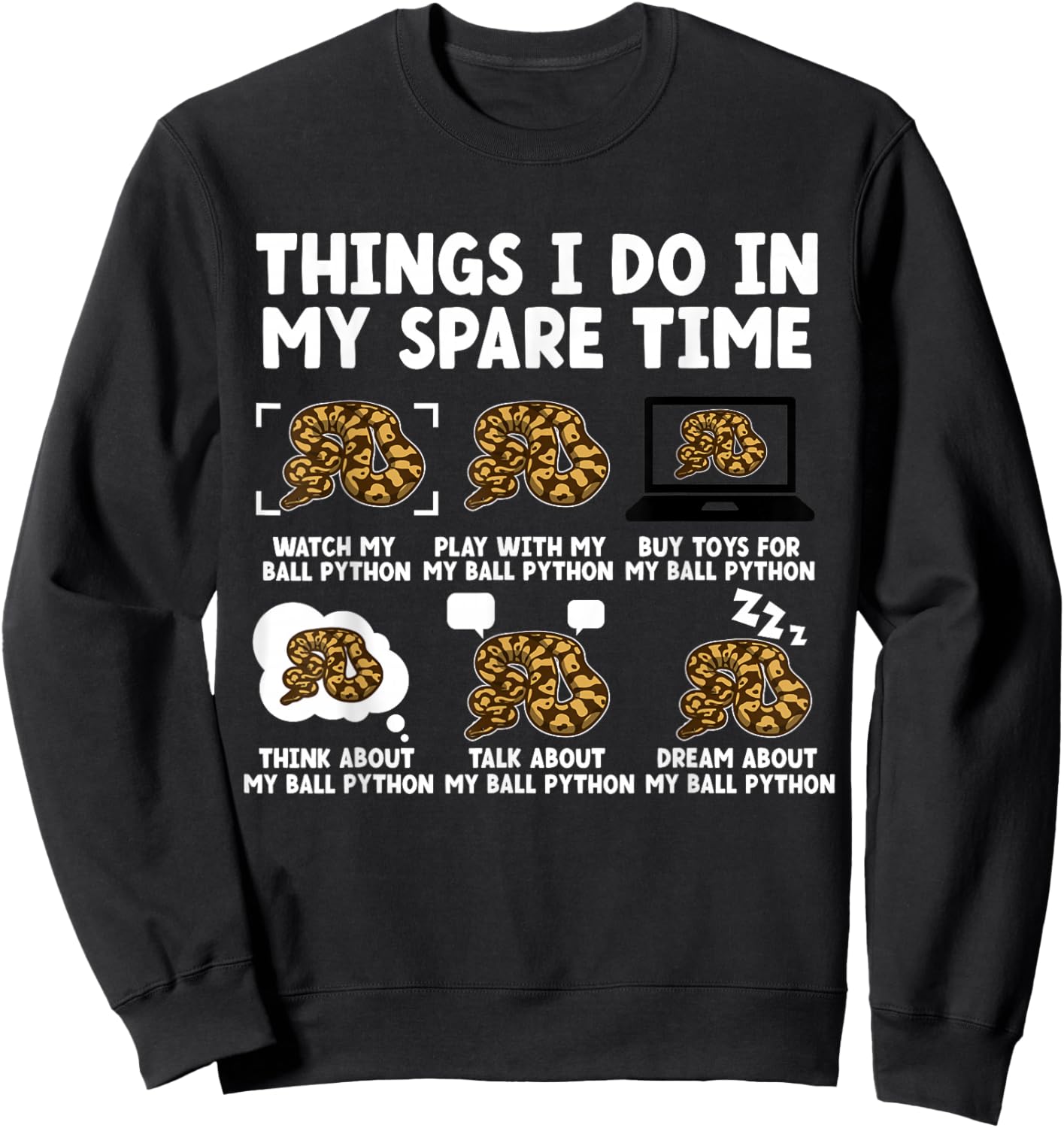 Ball Python Owner Ball Python Mom Ball Python Dad Sweatshirt - Sweatshirt | Black