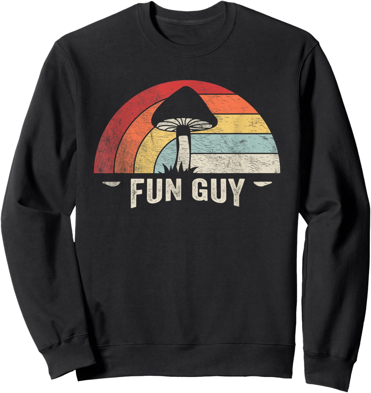 Vintage Funguy Fungi Funny Mushroom Fungi Shirt Fun Guy Sweatshirt - Sweatshirt | Black
