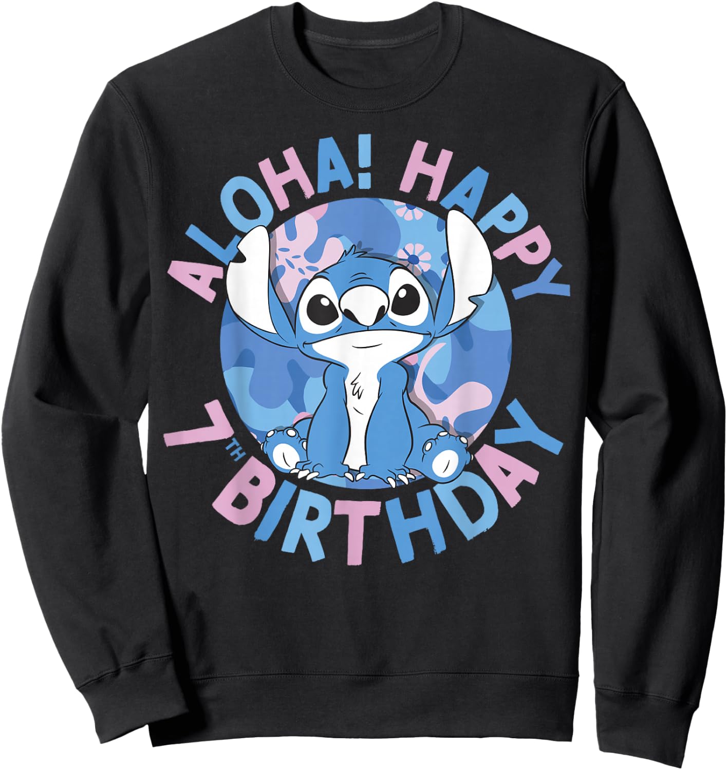 Disney Lilo & Stitch Aloha Happy 7th Birthday Sweatshirt - Sweatshirt | Black
