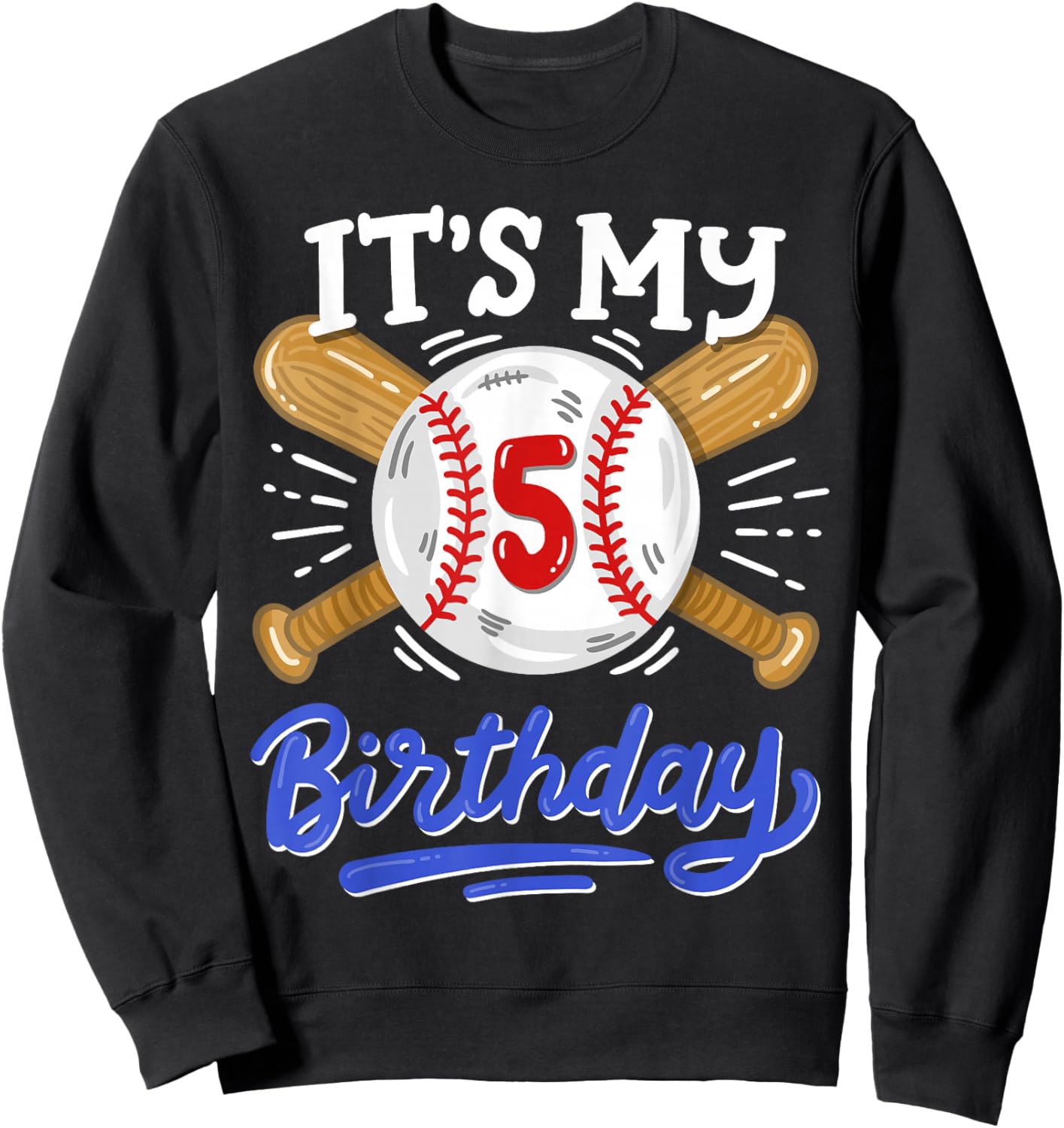 Kids 5th Baseball Birthday Party Boys Sport Fan 5 Years Old Sweatshirt - Sweatshirt | Black