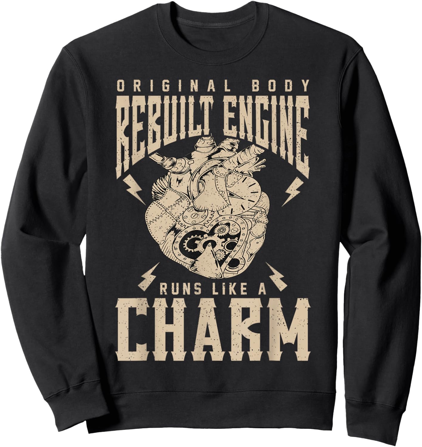 Open Heart Original Body Rebuilt Engine Running Like A Charm Sweatshirt - Sweatshirt | Black