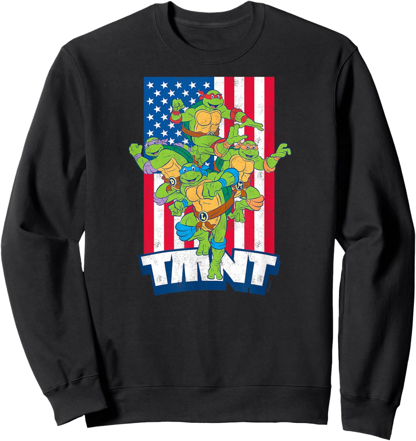 Teenage Mutant Ninja Turtles - USA Flag with Group Sweatshirt - Sweatshirt | Black