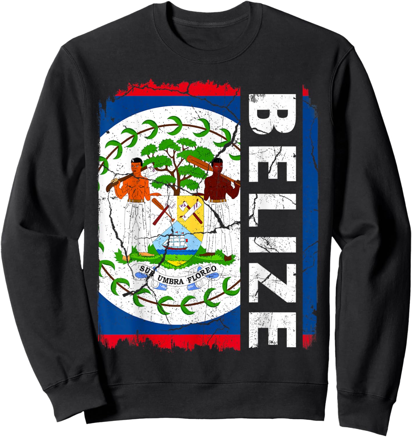 Vintage Belizean Flag Belize Pride Roots Heritage Sweatshirt - Sweatshirt | Black