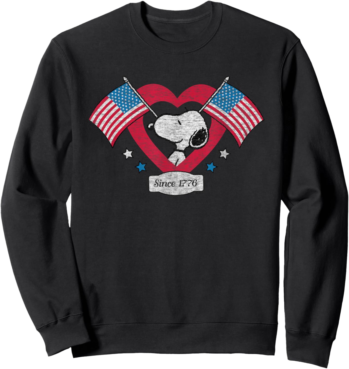 Peanuts - Snoopy Since 1776 Flag Heart Sweatshirt - Sweatshirt | Black