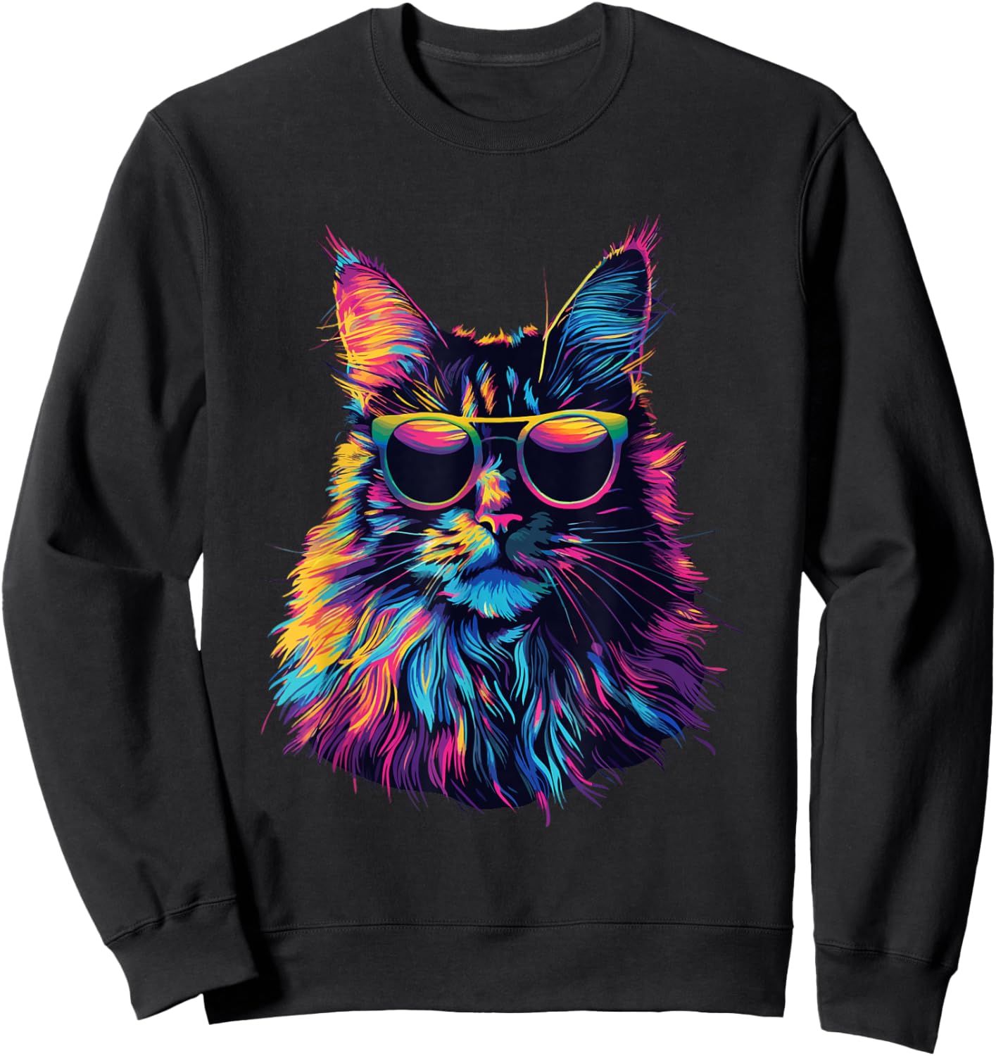 Maine Coon Cat Lovers Design Pop Art Funny Maine Coon Cat Sweatshirt - Sweatshirt | Black