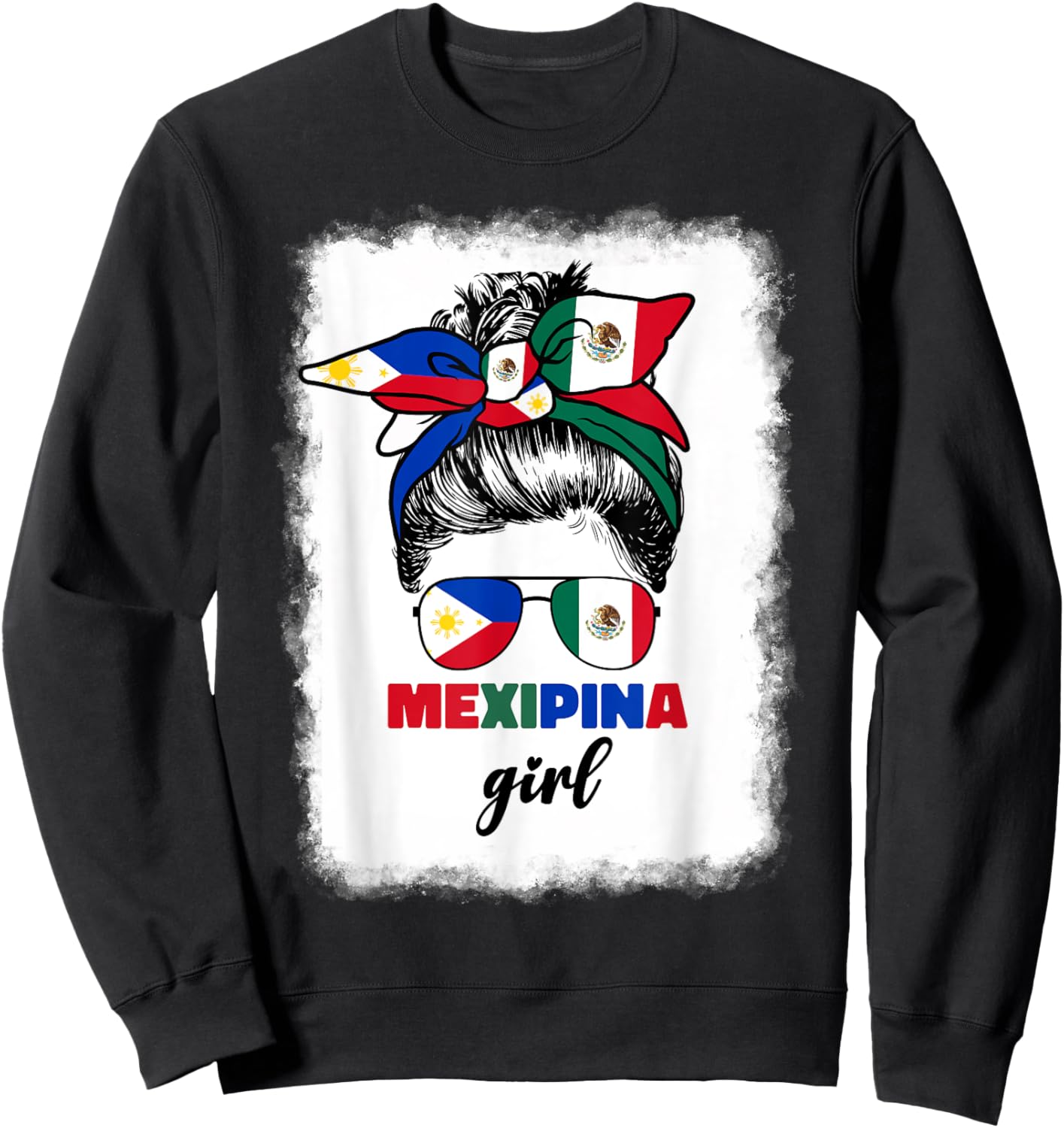 Mexipina Girl Half Mexican And Filipino Mexico Flag Women Sweatshirt - Sweatshirt | Black