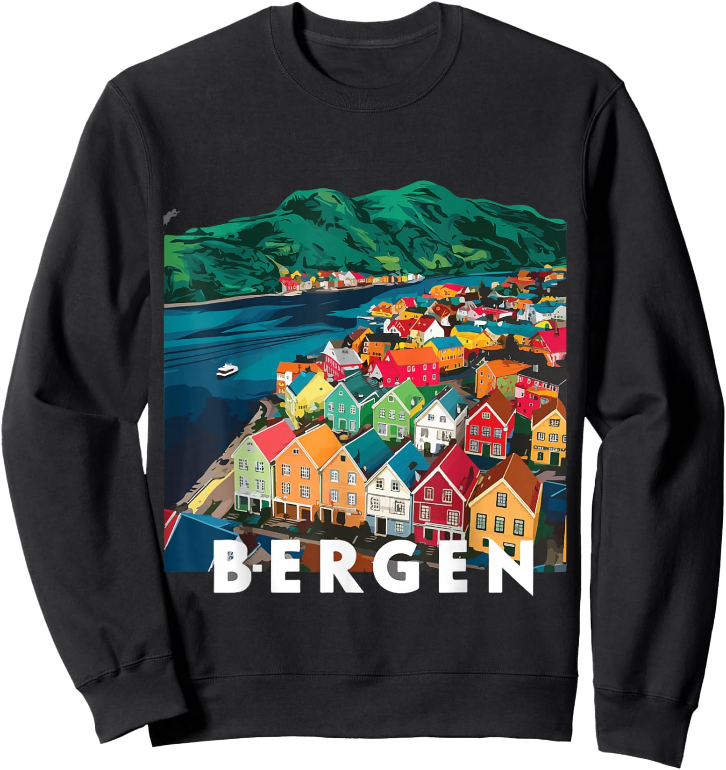 Harbor City Norway Bergen House Costume Fjords of Norway Sweatshirt - Sweatshirt | Black