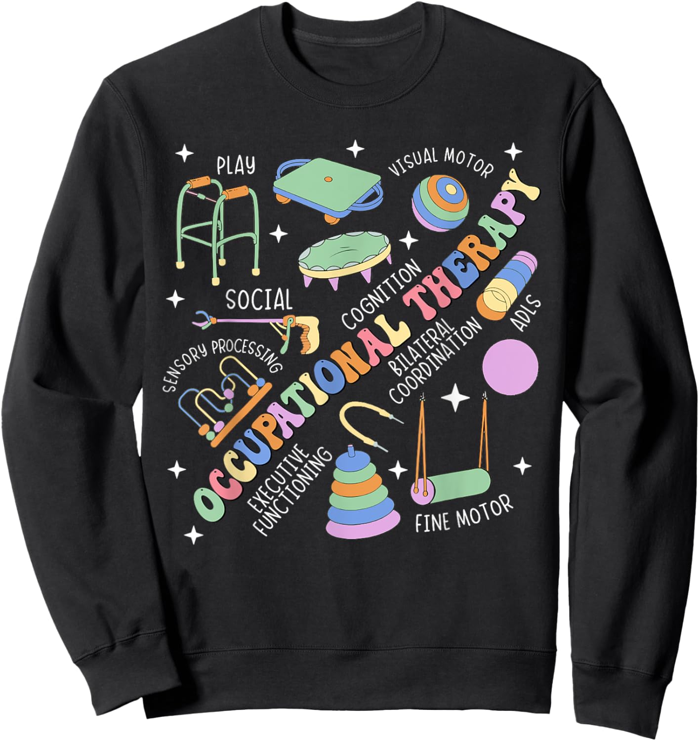 Groovy Occupational Therapy OT Month Therapist Assistant OTA Sweatshirt - Sweatshirt | Black